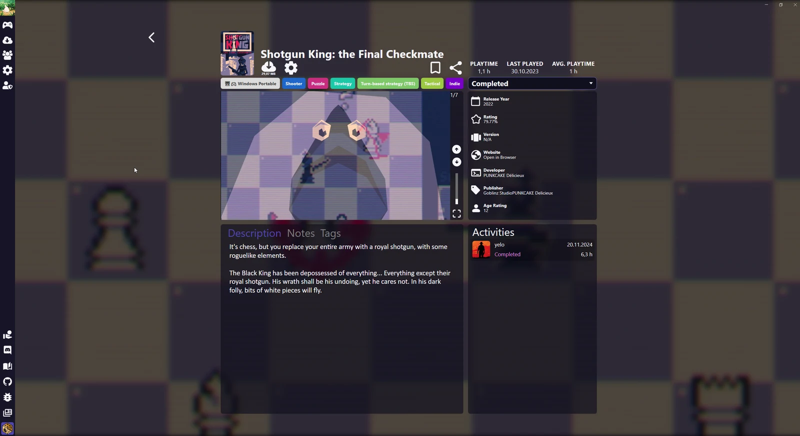 GameVault 1 game page