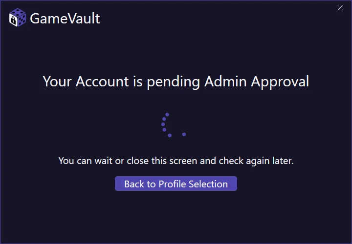 Pending activation screen after creating an account